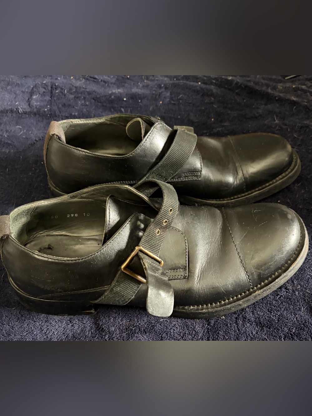 Miu Miu Black Leather Strap Loafers